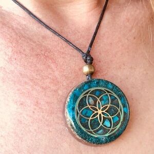 Handmade Sacred Geometry Necklace with Natural Crystals